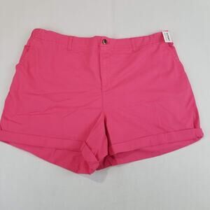 Old Navy Shorts Womens 3X Pink Easy Chino 5 Flower Trail Rolled Hem Stretch NWT
